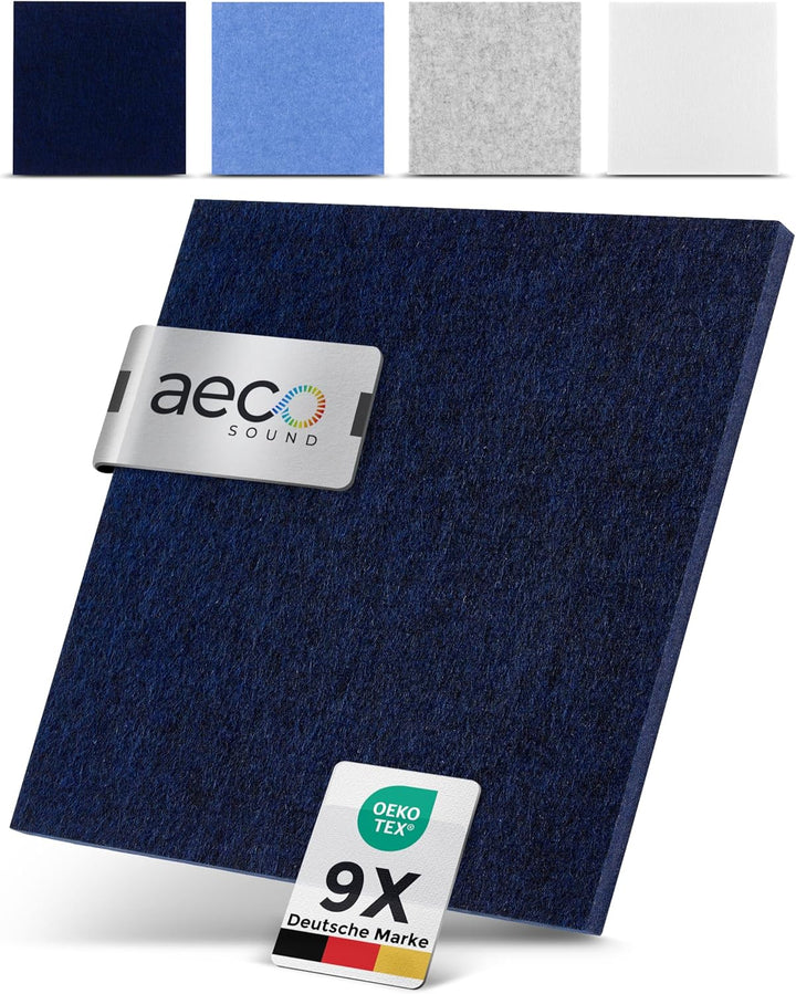 Akustikpaneele selbstklebend – 9er-Set | 30x30cm | Akustikfilz Royalblau, extra dick 15mm – 3D Wandp