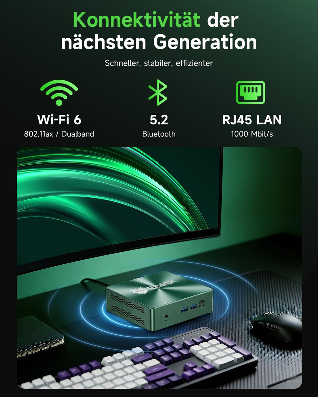 BMAX B6 Turbo Mini PC Intel Core i5-8257U 3.9GHz, 16GB DDR4 512GB NVMe SSD Micro Computer, 4K@60Hz D