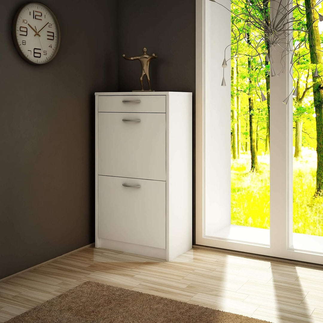 MATKAM Schuhschrank 2D1S in moderner Optik, B 50 x H 92 x T 28 cm, laminierte Möbelplatte 16 mm, mit