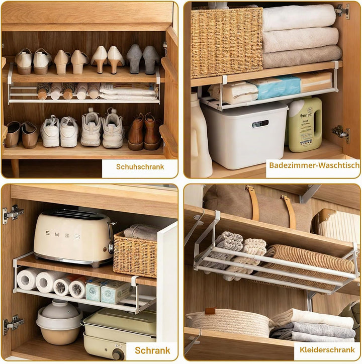 Hängendes Schuhregal Organizer 40–70 cm Ausziehbar – Erweiterbarer Regal Organizer unter dem Schrank