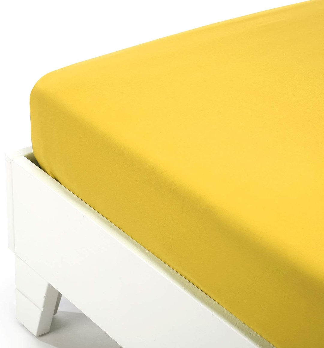 Caleffi - Bettlaken, einfarbig, 100% Baumwolle, einfarbig, für Doppelbett, Gelb Sonne 160 x 190 cm S