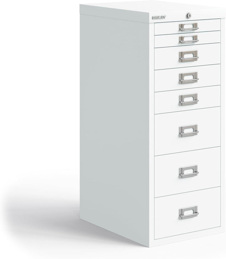 BISLEY MultiDrawer, LA298, DIN A4, 8 Schubladen (2 + 3 + 3 Schubladen), 696 verkehrsweiss, Metall, V