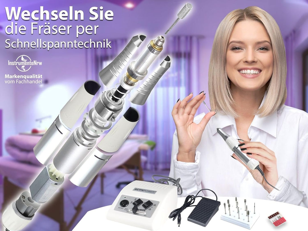 Profi Fusspflege Set mit Fusspflegegerät und Fräser Diamantschleifer mit extra starker Leistung und