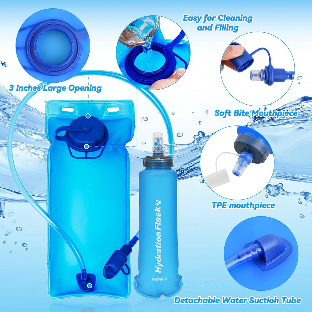 Gewichtsweste, Laufweste Damen Herren mit 2L Trinkrucksack und 500ml Wasserflasche, Laufrucksack mit