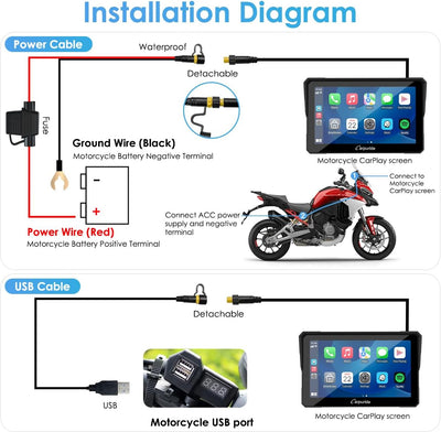 Carpuride W702 Pro Motorrad Carplay Bildschirm mit Gegensprechfunktion, Kabellos CarPlay und Android