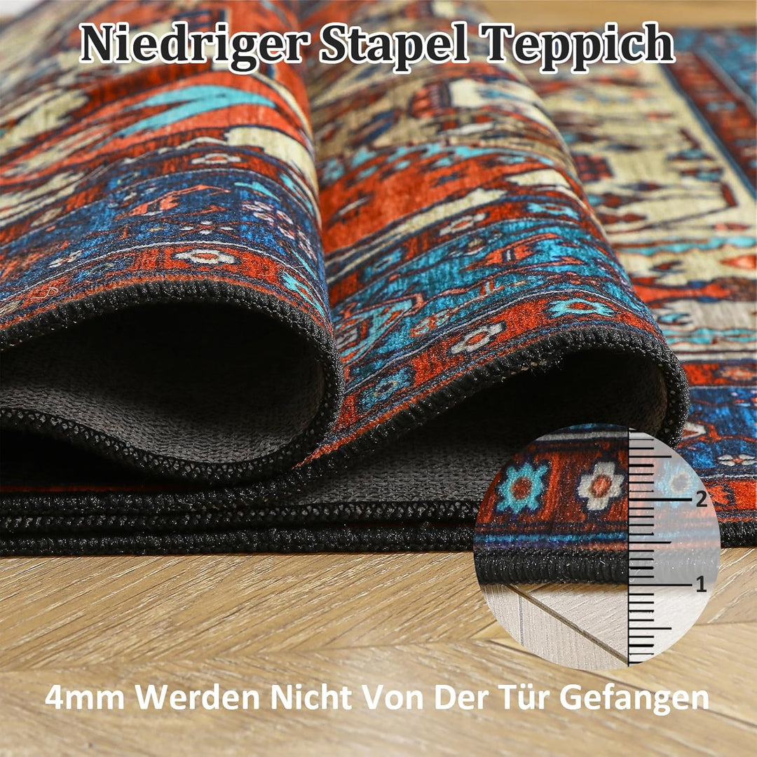 WONGS BEDDING Boho Teppich Wohnzimmer Schlafzimmer Kurzflor Teppiche Waschbar Weich rutschfest Vinta