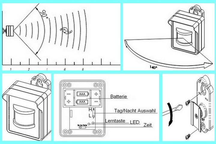 PD-540 DIW-FUNK Bewegungsmelder für innen und aussen mit Empfänger Funk Steckdose 2300W Zwischenstec