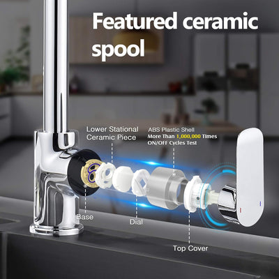 Hoomtaook Wasserhahn Küche Küchenarmatur Mischbatterie Küche Single Lever Um 360° Drehbar Messing Ve