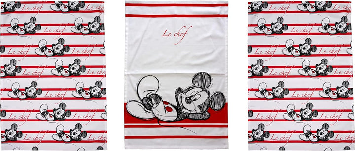 Tex idea Mickey Geschirrtuch Disney Micky Maus ca. 50 x 70 cm 100% Baumwolle, Weiss Rot Schwarz