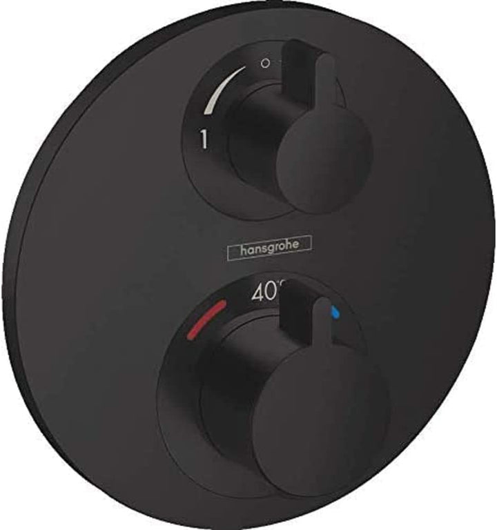 hansgrohe Unterputz Thermostat Ecostat S, für 2 Funktionen, Mattschwarz, Mattschwarz
