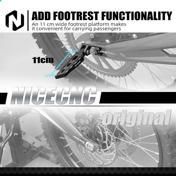 NICECNC Schwarze Kettenspanner-Einstellblöcke, hintere Stunt-Pegs, kompatibel mit Surron Light Bee X