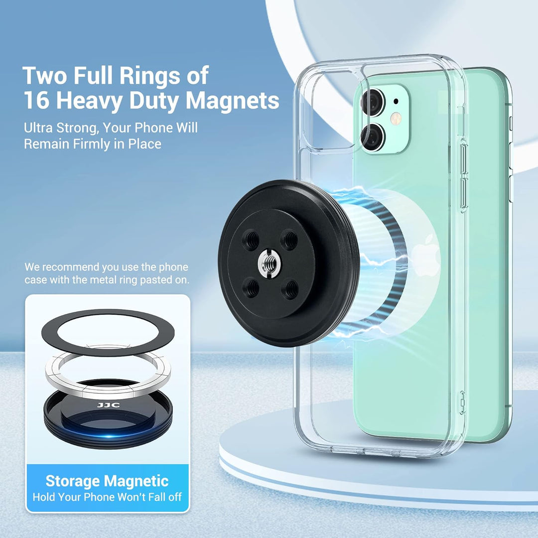 JJC Phone Tripod Mount Magnetic, Magnet iPhone Halterung für 1/4"-20 & 3/8"-16 Mount zu MagSafe, Tel