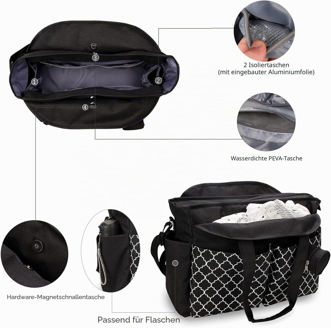 Wickeltasche Tote Baby Wickeltasche Grosse Babytaschen für Mama mit Wickelstation Multifunktions Rei