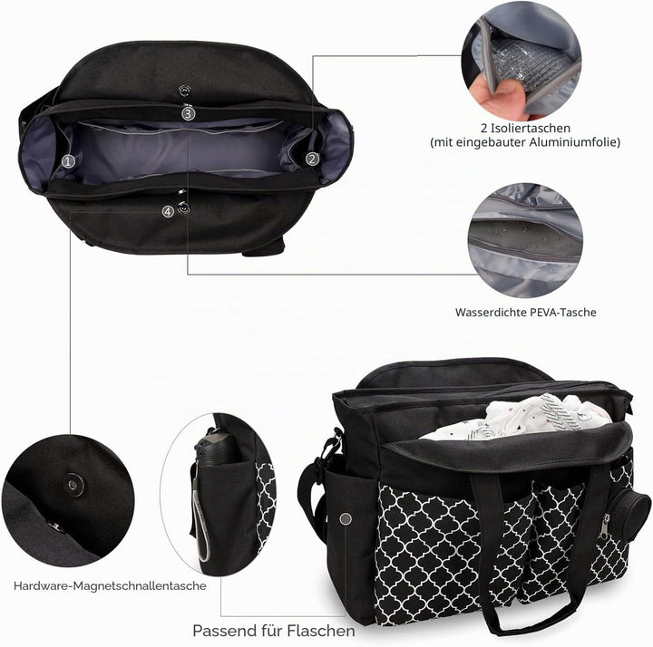 Wickeltasche Tote Baby Wickeltasche Grosse Babytaschen für Mama mit Wickelstation Multifunktions Rei
