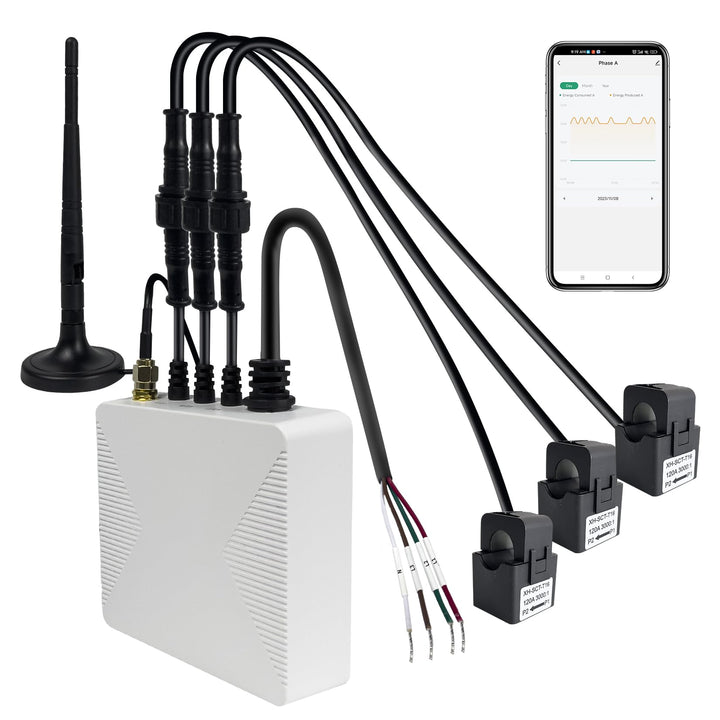 OWON 3-Phasen-WLAN-Smart-Home-Energiemonitor, 3-Phasen-Zangenmessgerät mit 3 120 A Schaltkreisstufen
