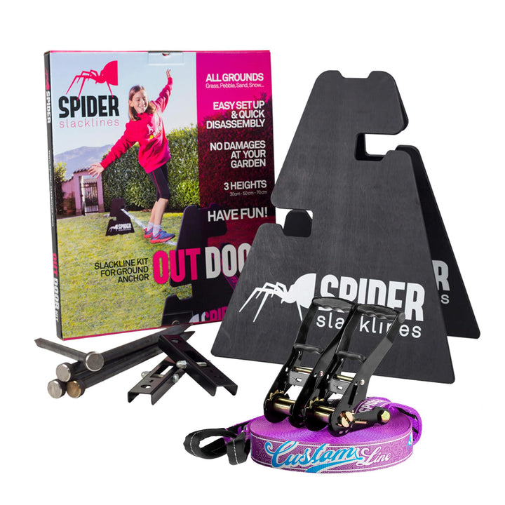 Outdoor-Kit Custom Slackline für Anfänger - für den Einsatz im Freien ohne Bäume - Enthält: 1 indivi