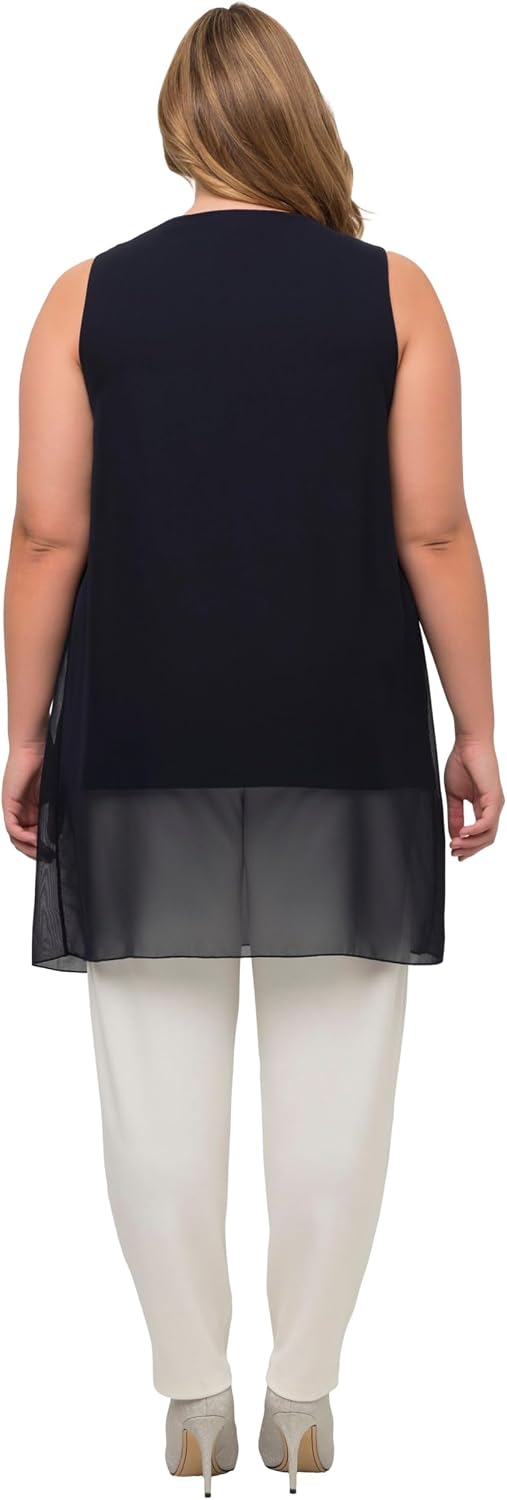 Ulla Popken Damen grosse Grössen Übergrössen Plus Size Longtunika, Ziersteine, A-Linie, Rundhals, är