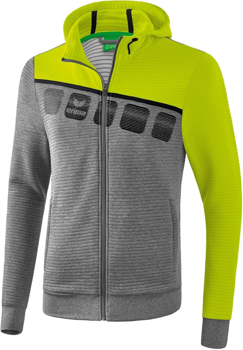 Erima Herren 5-c Trainingsjacke mit Kapuze Trainingsjacke mit Kapuze S Grau Melange/Lime Pop/Schwarz