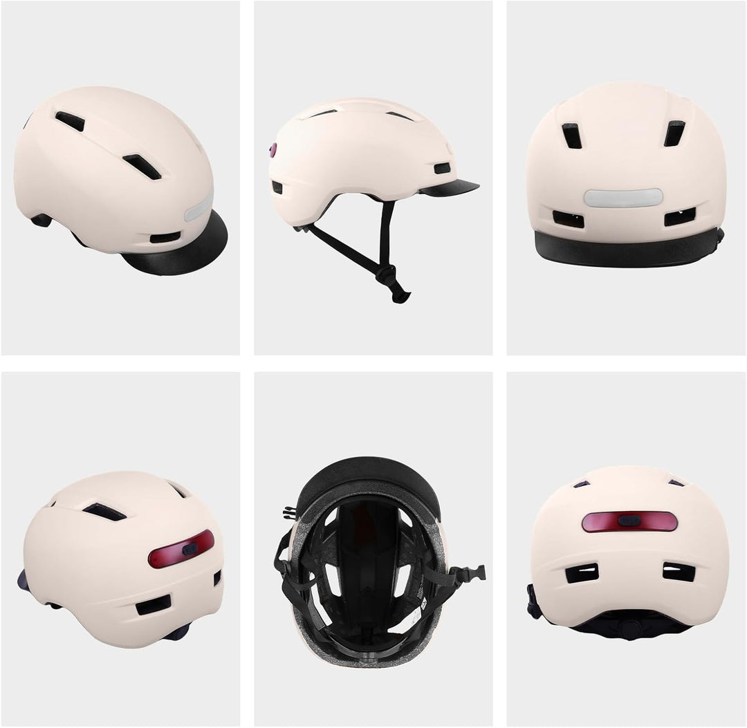 Shinmax Fahrradhelm Herren Damen, Helm Fahrrad mit USB Licht 5 Modi Fahrradhelm mit Visier, Mountain