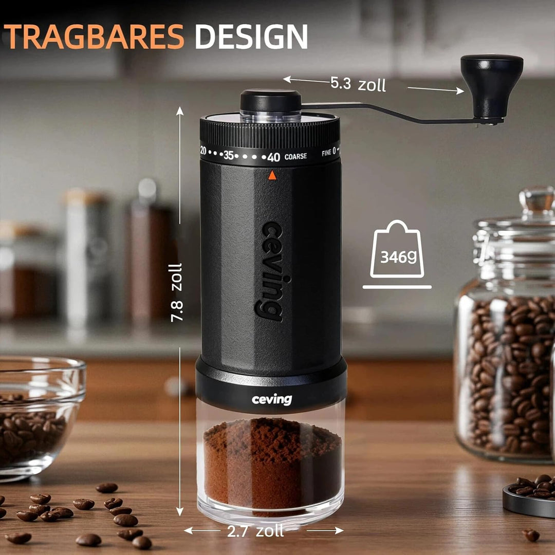 Weltweit Erster Manueller Kaffeemahlwerk Mit 60g Grosser Kapazität, Tragbare Hand-Kaffeemühle Mit 40