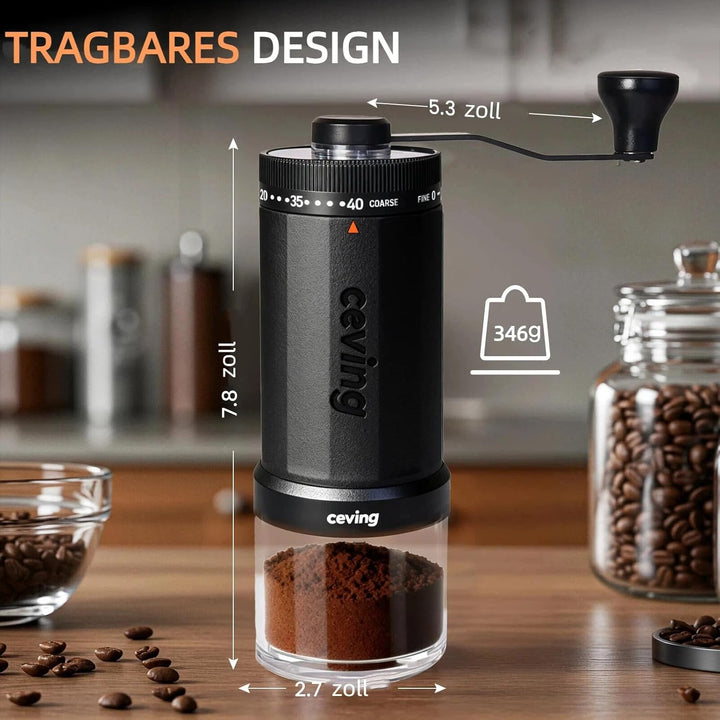 Weltweit Erster Manueller Kaffeemahlwerk Mit 60g Grosser Kapazität, Tragbare Hand-Kaffeemühle Mit 40