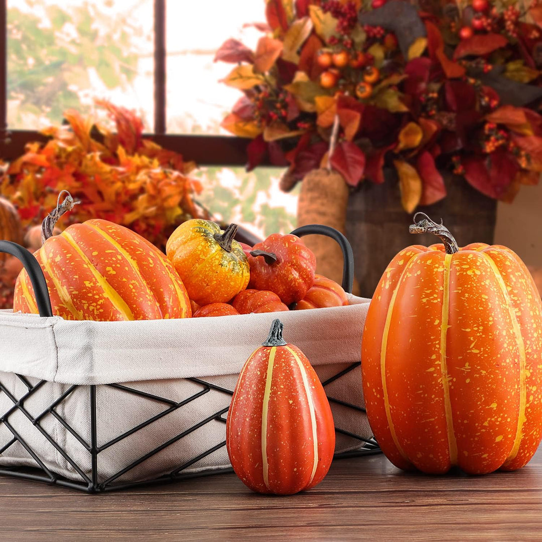 Benjia Kürbis Herbst Deko Dekoration Draussen, Gross Mini Orange Kürbisse Zierkürbisse Herbstdeko He