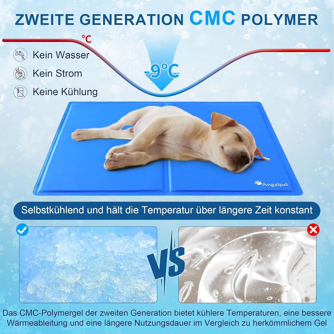 Angelpet Kühlmatte Hund, M 65x50cm – Ungiftige Selbstkühlende Gelmatte Bett, Langlebige wasserdichte