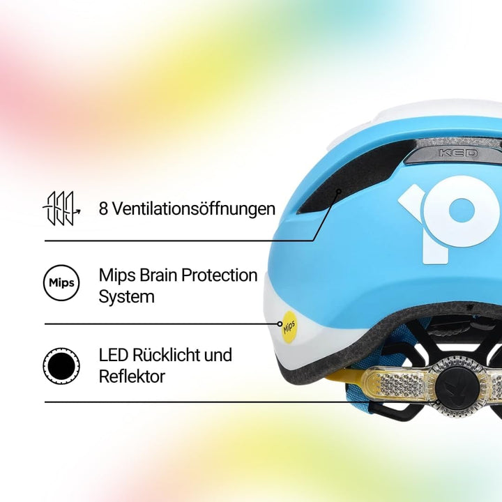 KED Pop MIPS Kinder Fahrrad Helm weiss/blau 2023 M (52-56cm), M (52-56cm)
