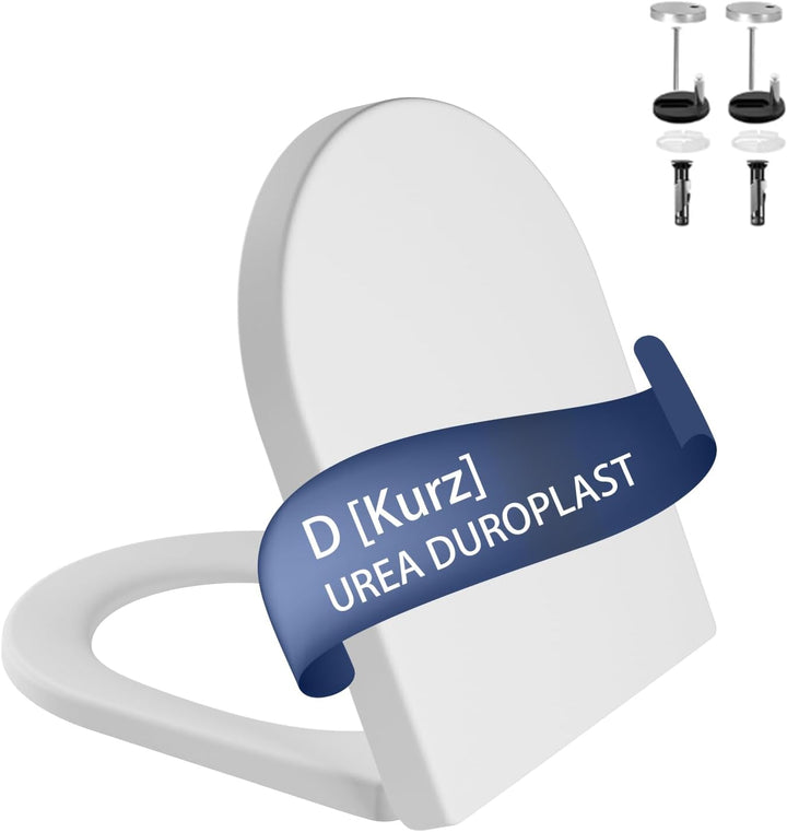 Toilettendeckel mit Absenkautomatik D-Form Weiss[KURZ] Verbesserter Kunststoff – Uf D Shape[KURZ], V