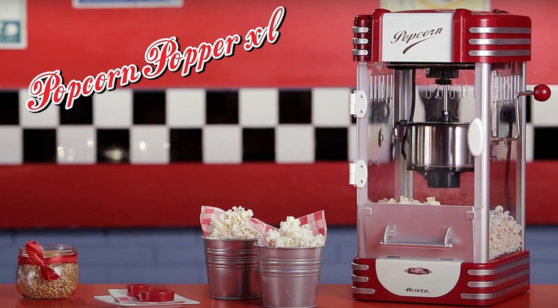 Ariete Popcornmaschine mit Antihaft-Korb mit Mischklinge. Korbkapazität 700 g. Rot