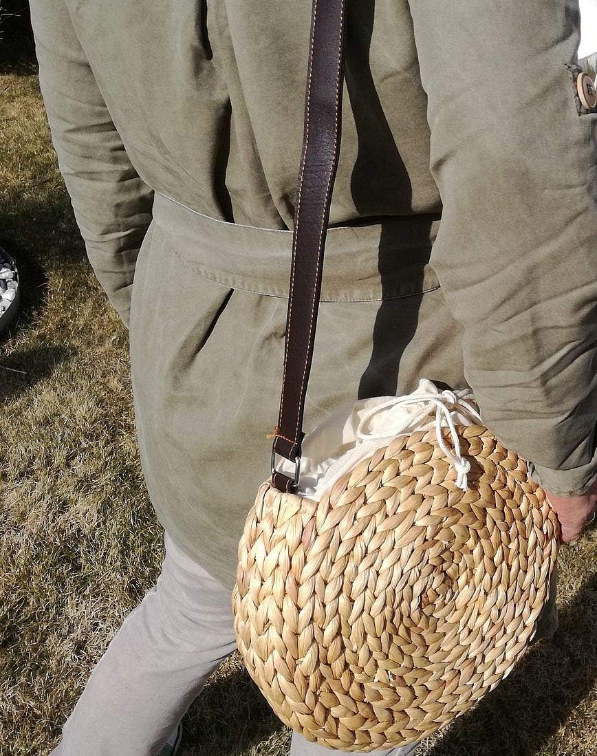LaFiore24 hochw. Korbtasche Damen Schultertasche Ibiza Rund Natur Gross 24 x 6 x 24 cm, Natur Gross