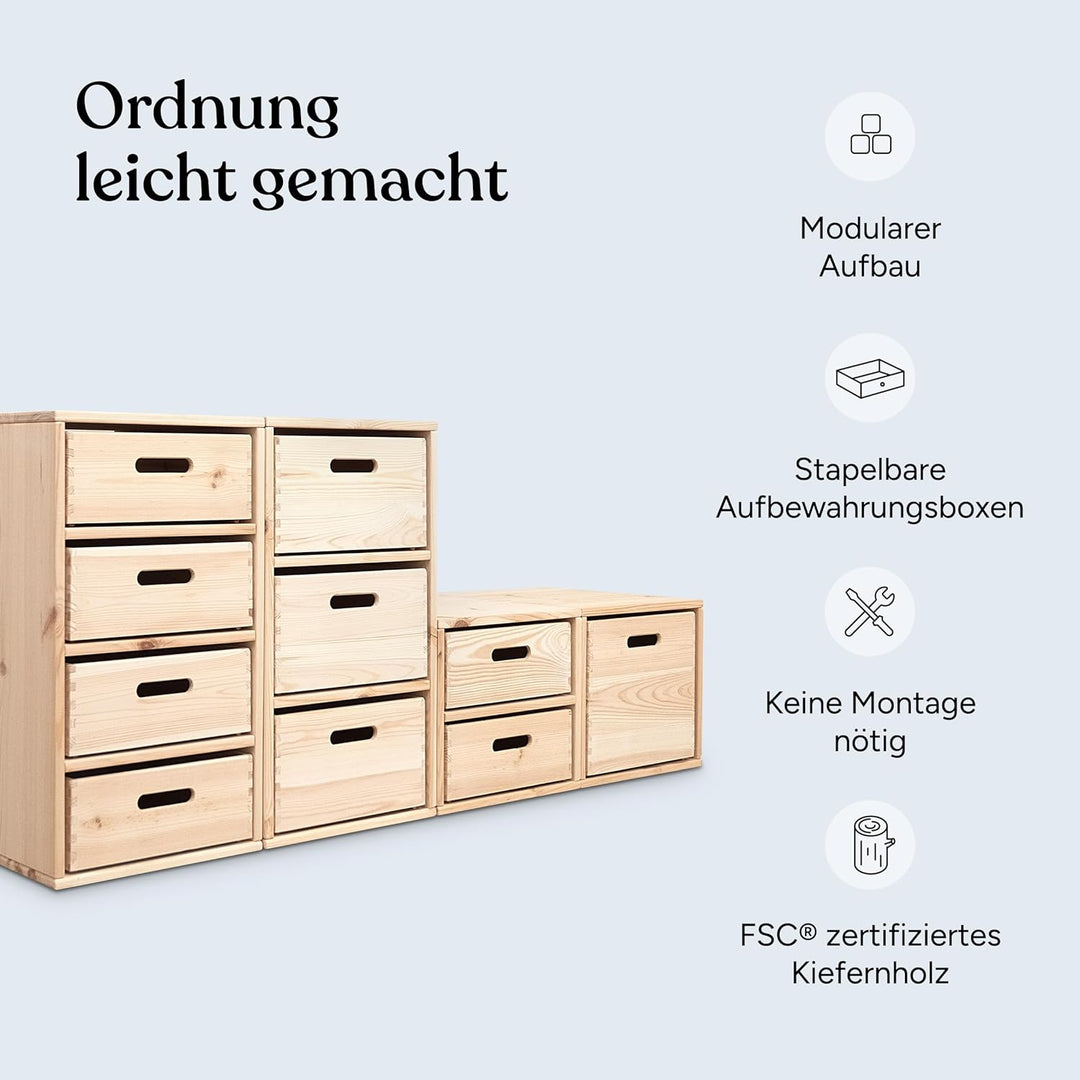 Ehrenkind® Regal für Kinderzimmer – Praktisches Aufbewahrungssystem aus Kiefer für Spielzeug und Ord