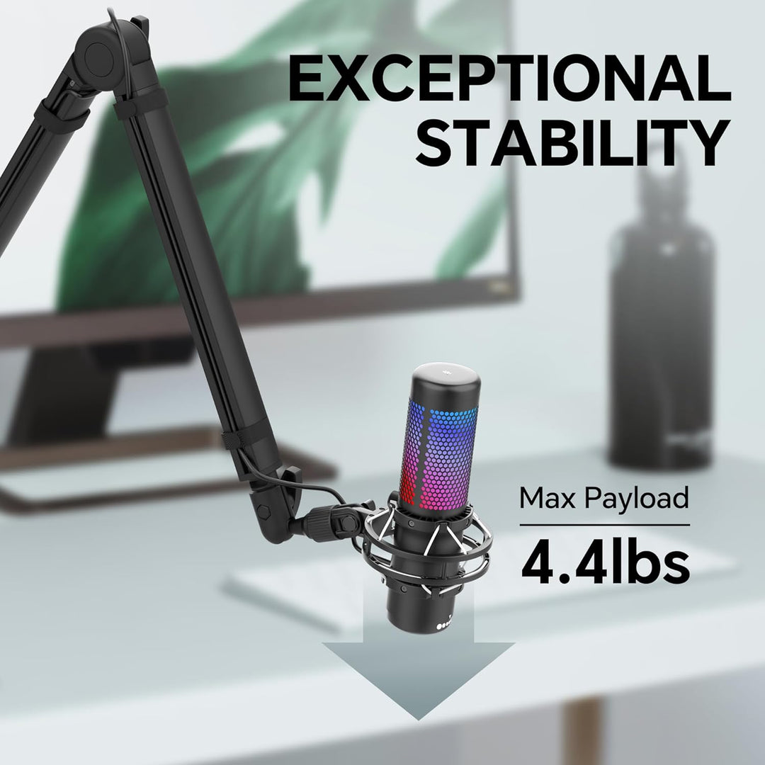 Mic Arm, Premium Mikrofon Galgenarm mit Kabelmanagement, 360°Drehbarer Broadcasting Galgenarm, Mic B