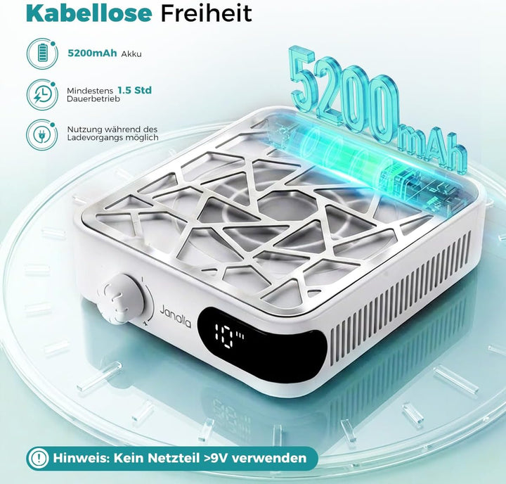 Janolia Nagelstaubsauger - Kabellos, 6000 U/min &amp; 10-stufig Einstellbar, mit 30 Filterpapieren für S