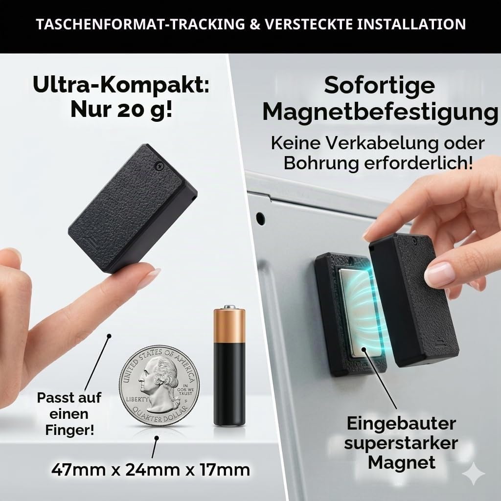 TKMARS Mini Auto 4G GPS Tracker Ohne ABO, Echtzeit Ortung per APP &amp; SMS, Magnetisch, Hohe GPS-Genaui