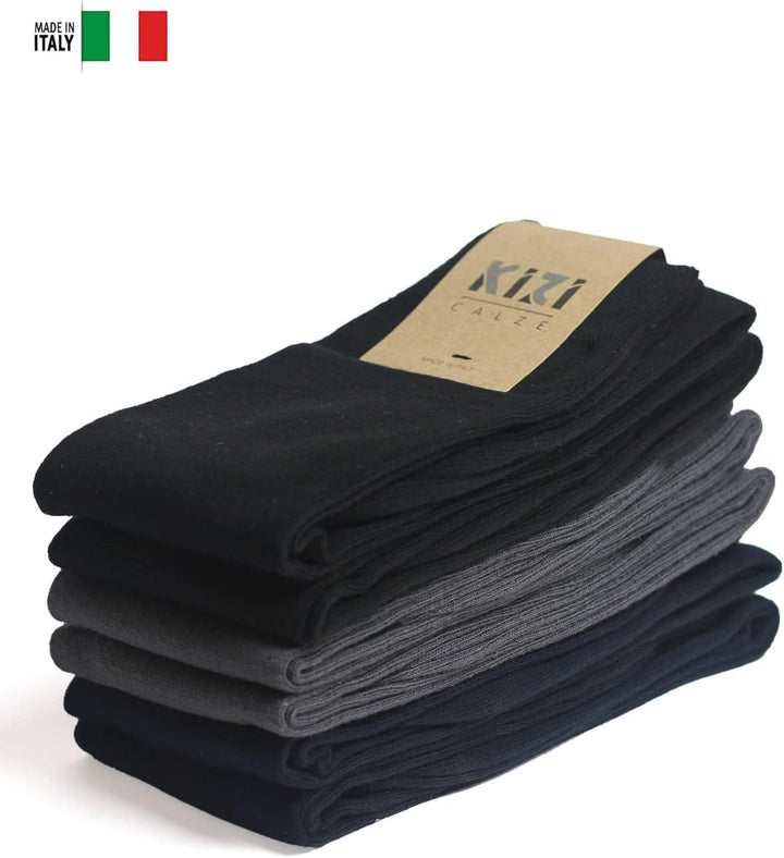 Citycalze Lange Socken für Herren, elastisch, warm, aus weicher Baumwolle, 6 Paar, Einfarbig, herges