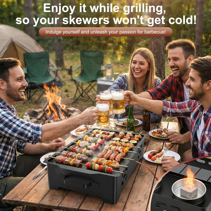 BBQ Warmhalteplatte, Grillgut Warmhalten auf der Edelstahl Grillplatte, Speisenwärmer mit Kerzen, Wa
