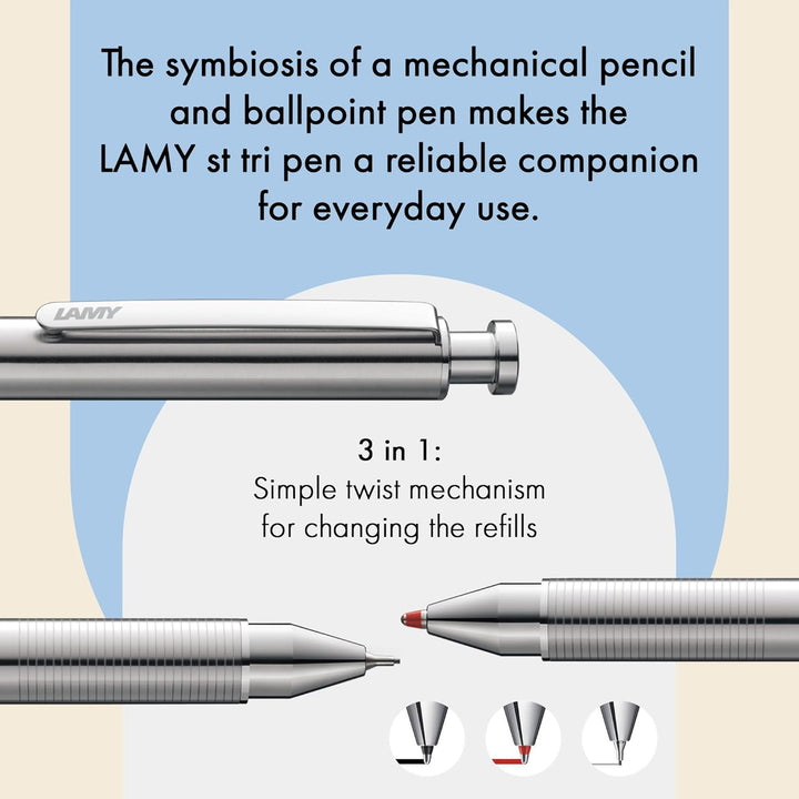 Lamy st tri pen Multifunktionsschreibgerät 745 Mehrsystemschreiber aus Edelstahl Mit Kugelschreiber-