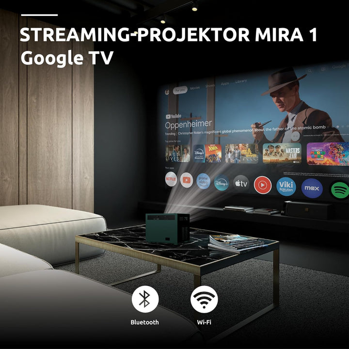 Strong MIRA1 Smart Beamer Offizieller Google TV 1080p Mit 4k-Unterstützung, Auto Fokus & Keystone, W