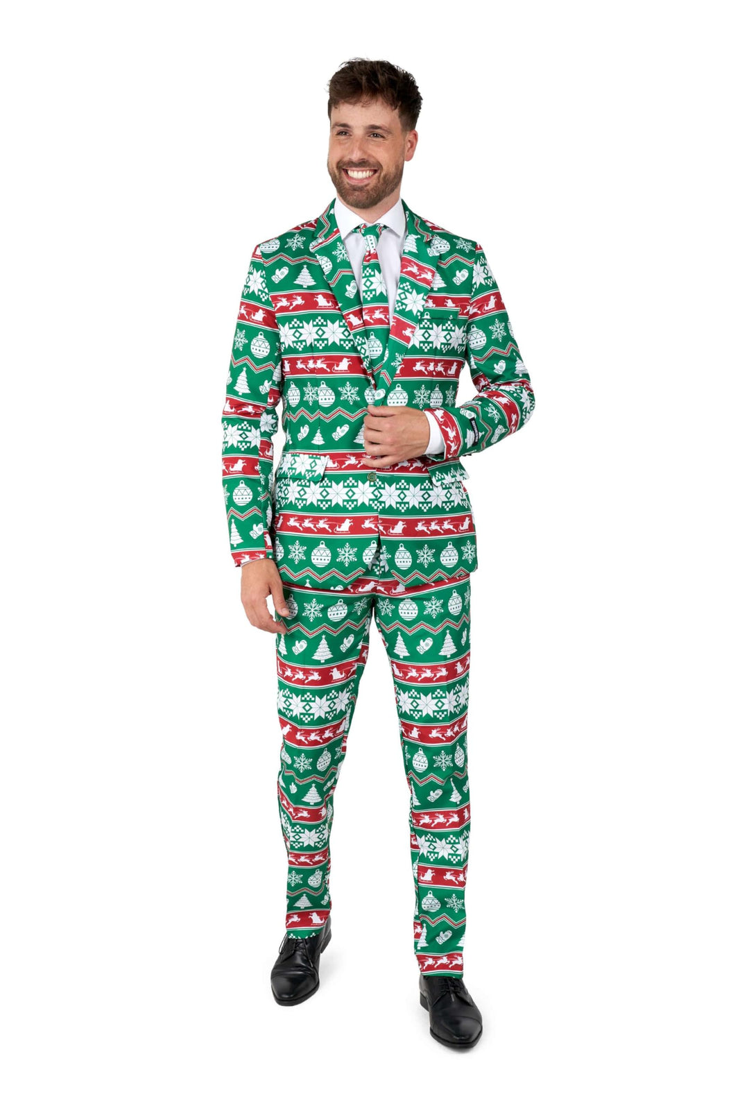 Suitmeister Herren-Weihnachtsanzug – hässliches Festtagsoutfit – bestehend aus Blazer, Hose und Kraw