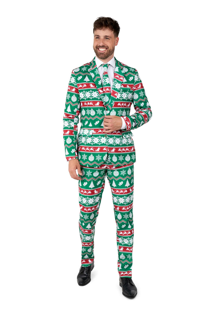 Suitmeister Herren-Weihnachtsanzug – hässliches Festtagsoutfit – bestehend aus Blazer, Hose und Kraw