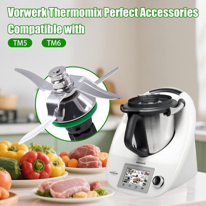 Mixermesser für Vorwerk Thermomix TM5 TM6, Edelstahl Thermomix TM5 TM6 Ersatzmesser mit Dichtring