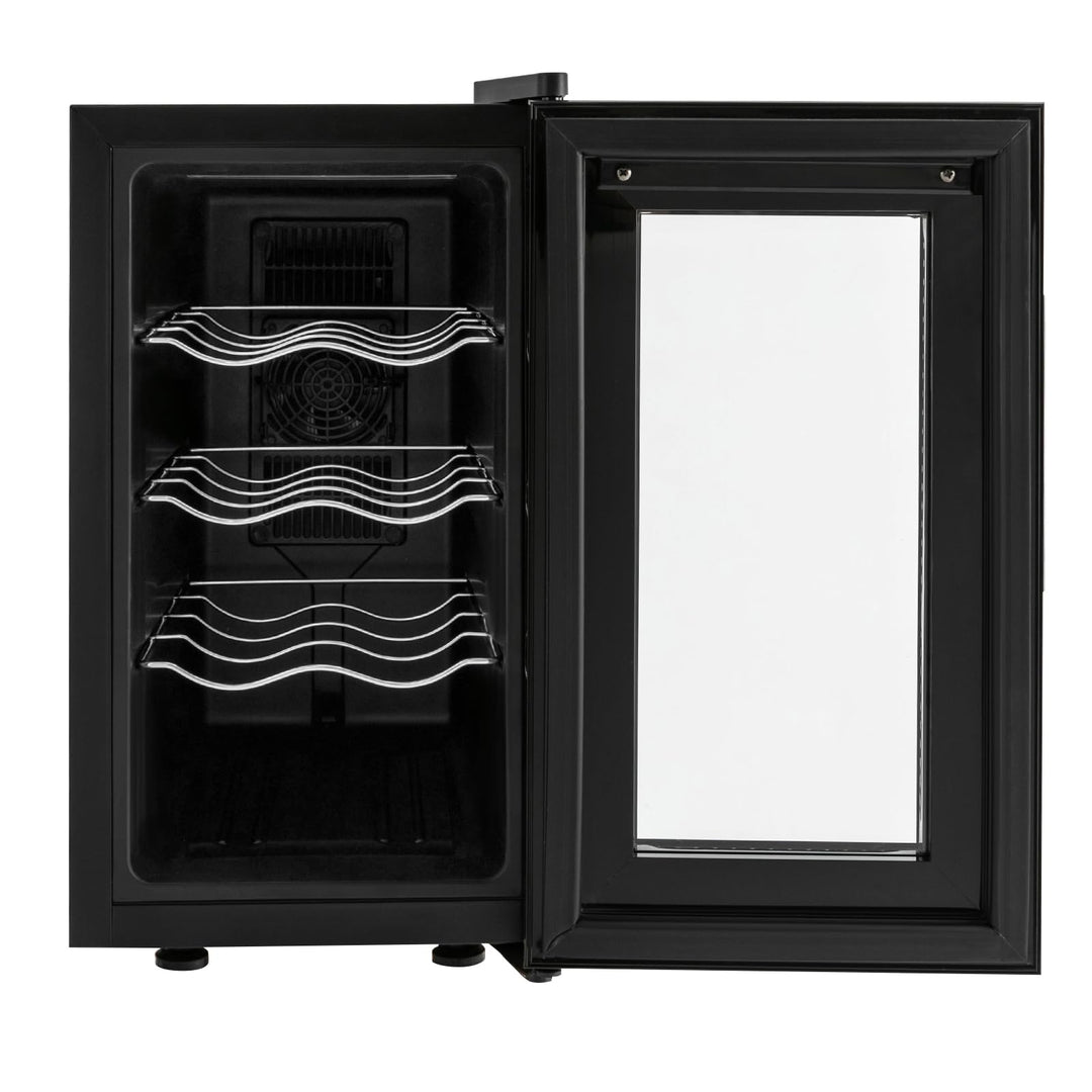 Elektrischer Weinkühlschrank 8 Flaschen,8-18 ℃ Digitaldisplay LED-Licht | Weinkühlschrank Vollglas-D