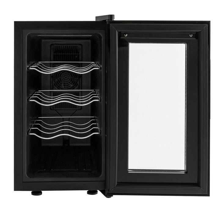 Elektrischer Weinkühlschrank 8 Flaschen,8-18 ℃ Digitaldisplay LED-Licht | Weinkühlschrank Vollglas-D
