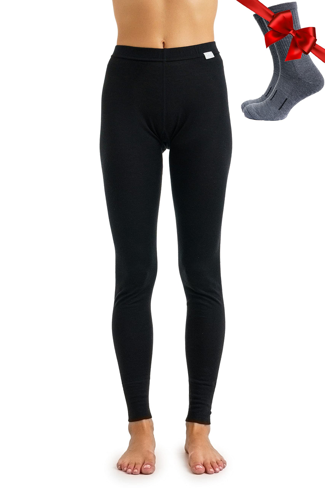 Merino Wolle Thermounterwäsche Damen - Merino Unterhose Damen Merino Leggings + Wollsocken S 165 Bla