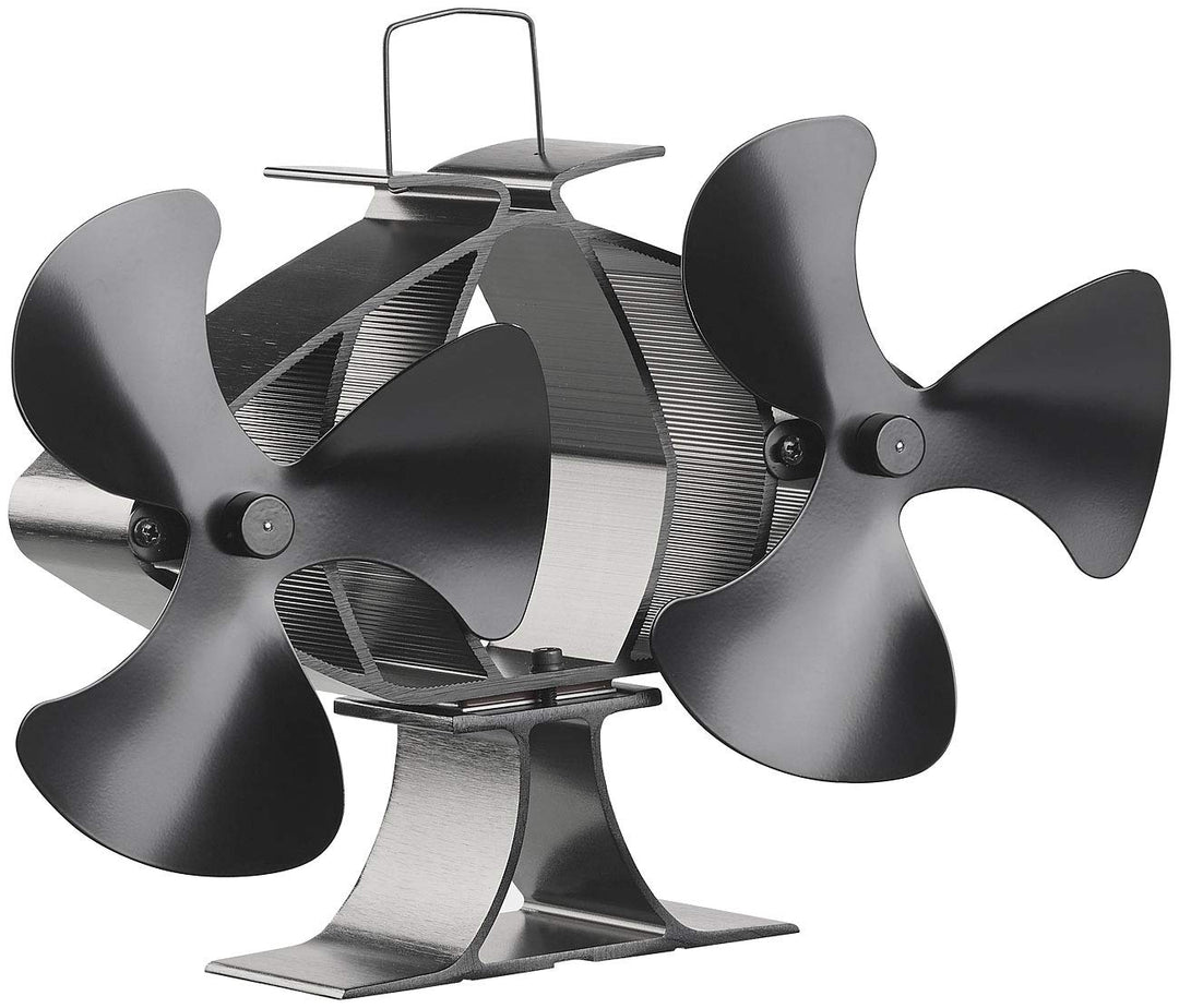 Carlo Milano Kaminlüfter: Stromloser Kaminofen-Doppel-Ventilator, je 3 Lüfter-Blätter, ab 65 °C (Kam