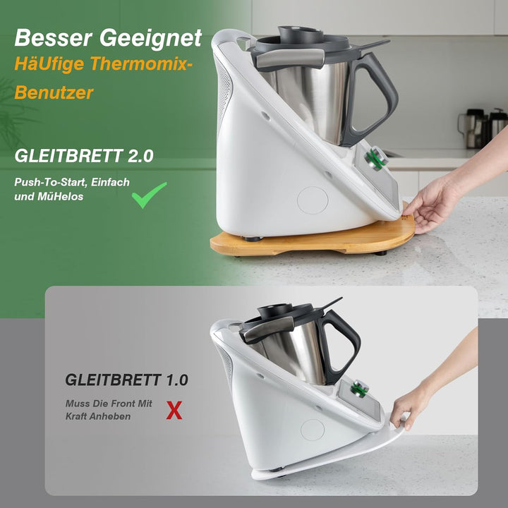 PUERSI Gleitbrett für Thermomix TM6/TM5, 2te Generation, Brett für Thermomix mit Rollen, Leicht Glei