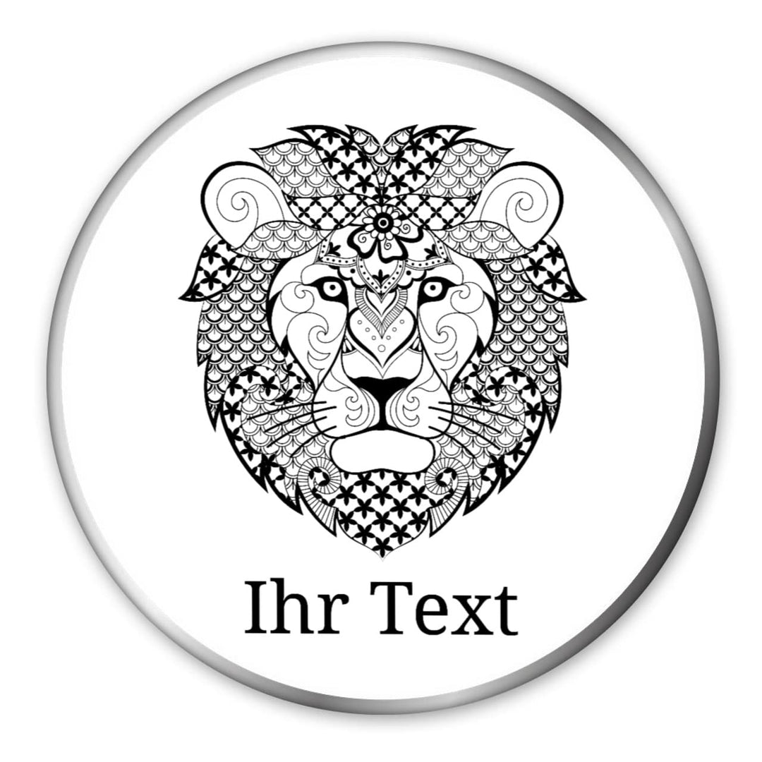 Metalldose Löwe personalisiert, rund mit Deckel, Zentangle Löwe Rund, Löwe Rund