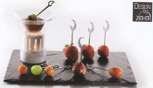 Fondue-Set 2 teilig für Teelicht in weissem Porzellan 1 Set