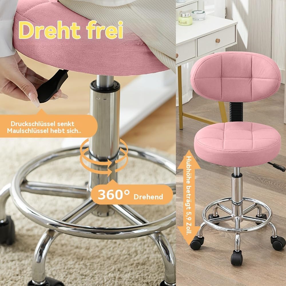 Moderner Bürodrehstuhl - Rollhocker mit Niedriger Rückenlehne und Höhenverstellung - Drehbare Arbeit